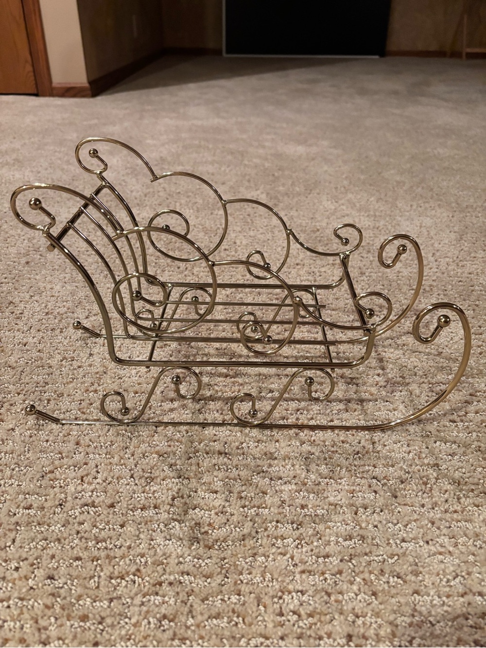 Decorative Gold Metal Sleigh Accent